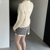 Women Winter Knitted Sweater Crew Neck Twist Loose-Fitting Long Sleeve Sweater X1925