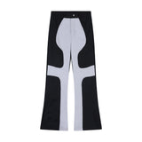 Men Sweatpants Stitching Contrast Color Casual Wide Leg Trousers Loose Flared Pants Sports Pants