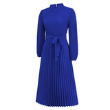 Women Date Dress Ol Slim Fit Long Dress Autumn and Winter Stand Collar Dress