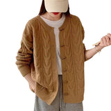 Women Knitwear Autumn Winter Retro Sweater Coat Loose Knitted Cardigan