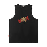 Mens Vest Bear Print Sleeveless T-Shirt Basketball Vest