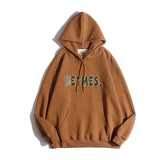 Unisex Winter Cotton Coat Winter Letters Embroidered Hoodie Vintage Loose Pullover Top