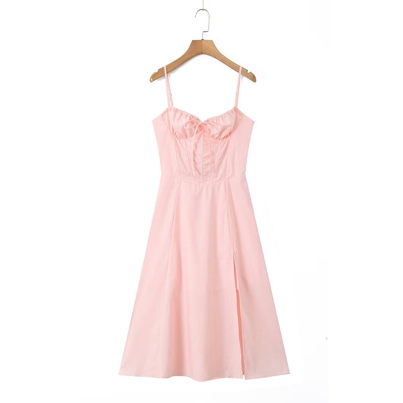Women Dresses Summer Split Sling Dress Backless Dress (Xds0414)