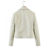 Women Leather Jacket Autumn and Winter Suit Collar Short Poly Urethane Leather Biker's Leather Jacket