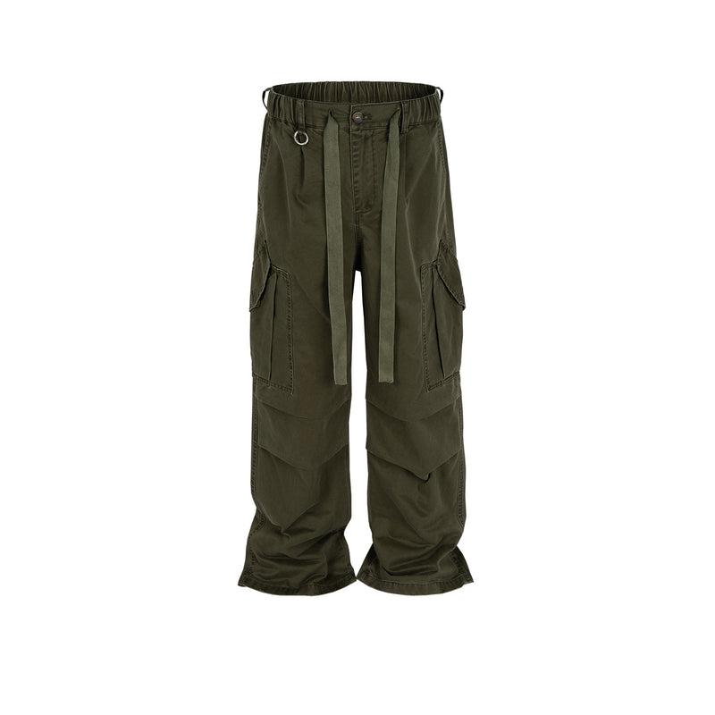 MIJKO Men's Vintage Pants MIJKO Men's High Street Overalls Functional Wind Casual Pants
