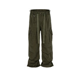 MIJKO Men's Vintage Pants MIJKO Men's High Street Overalls Functional Wind Casual Pants