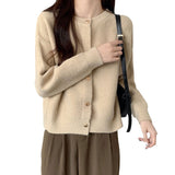 Women Knitwear Autumn and Winter round Neck Sweater Loose Knitted Cardigan