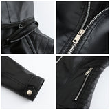 Red Leather Jacket Spring and Autumn Hooded Leather Coat Women's Detachable Hat Windproof Jacket