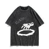 Washed vintage cotton t-shirt Trafalgar Rowe print washed and old