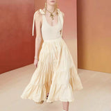 Women Dresses Summer Strappy Bow Long Dress (Qymy0409)