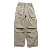 Men Sweatpants Workwear Casual Pants Men's Pleats Drawstring Ankle-Tied Loose-Fitting Wide-Leg Trousers