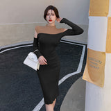 Women Maxi Dress Spring and Autumn Knitted Slit Long Dress Stand Collar Sexy Dress