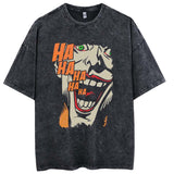 Washed and old cartoon printed cartoon style T-shirt