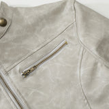 Women Jacket Short Biker's Leather Jacket Stand Collar Autumn and Winter PU Leather Jacket