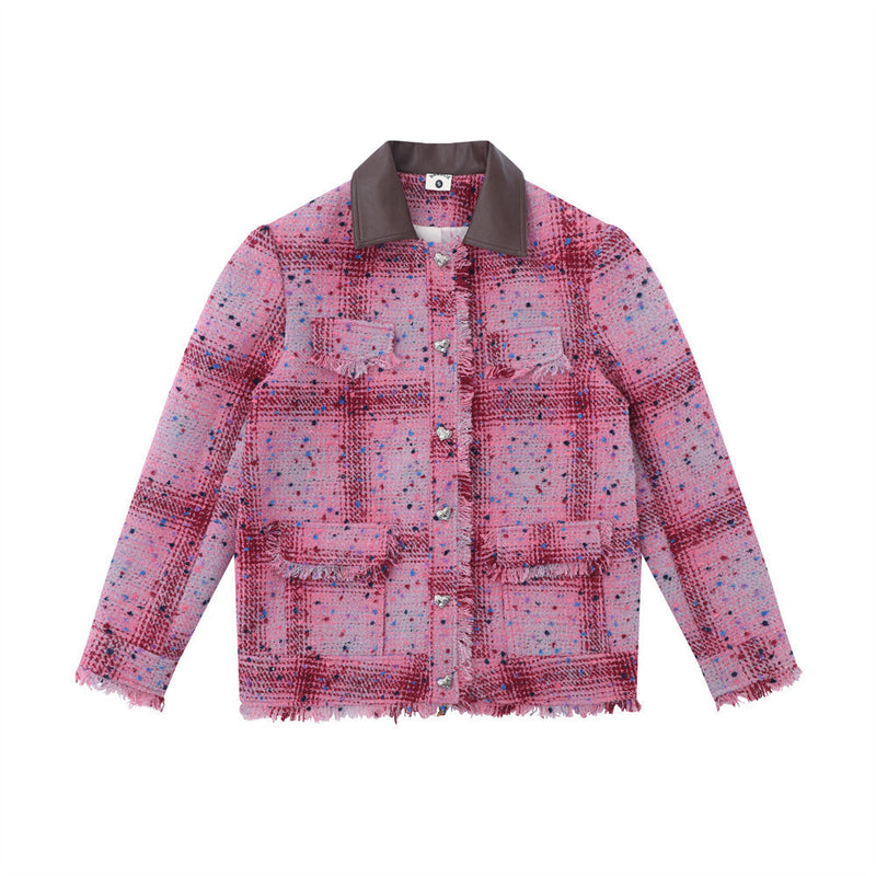 Women Jacket Loose PU Leather Collar Autumn and Winter Long Sleeve Coat
