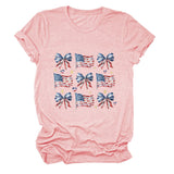 T-shirt bow star print crew neck short sleeve