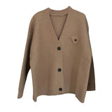 Women Knitted Cardigan Autumn and Winter Sweater Coat Loose V-neck Single Breasted Knitted Cardigan