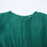 Women Dress Spring round Neck Pleated Long Sleeve Dress Sheath Dress