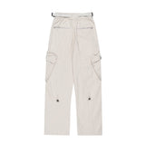 Men Sweatpants Multi-Pocket Zipper Casual Trousers Solid Color Baggy Straight Trousers