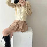 Women Sweater Knitwear Fall and Winter Lapels Twist Long Sleeve Zipper Sweater