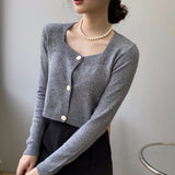 Women Cardigan Sweater Autumn Sweater Cardigan Retro Square Collar Knitwear Top Short Coat 8t8183