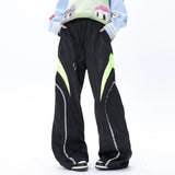 Men Sweatpants Stitching Contrast Color Charge Straight-Leg Pants Loose-Fitting Wide-Leg Trousers