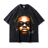 Asap Rocky T Shirts Washed Vintage Hip Hop Short Sleeve Print