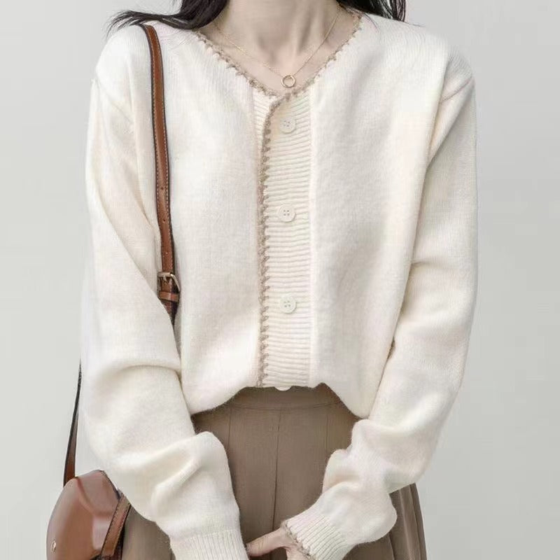 Women Knitwear Autumn and Winter Loose Vintage Knitted Cardigan