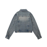 Women Jacket Pocket Washed and Worn Denim Coat Lapel Denim Jacket Jacket