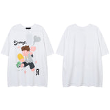 Men T Shirt Summer Butterfly Graffiti Puff Print Couple Short Sleeve T-shirt