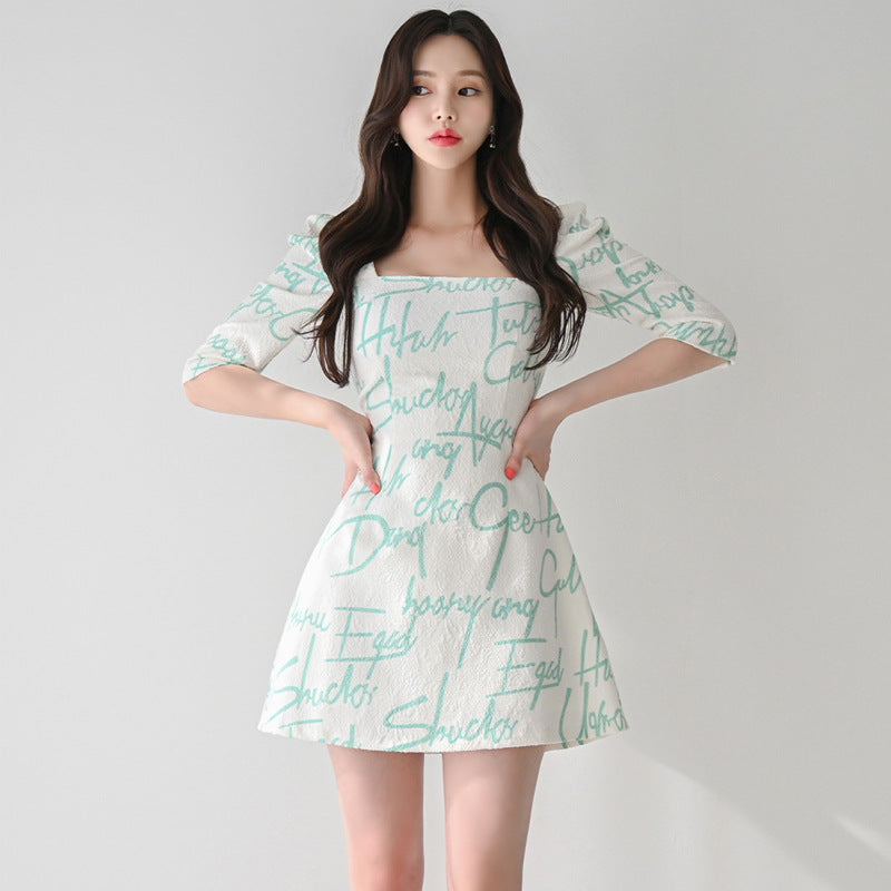 Women Maxi Dress Spring/Summer Square Collar Sexy Dress