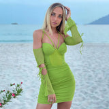 Women Dresses Dress Sexy Sling Backless Hollow Slim Dress (Bla0420)