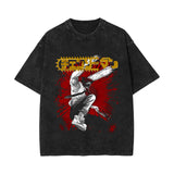 Summer chainsaw man, washed old retro cotton short-sleeved T-shirt