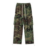 Men Sweatpants Baggy Straight Trousers Multi-Pocket Workwear Sports Trousers