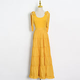 Women Dresses Summer Strappy Bow Long Dress (Qymy0409)