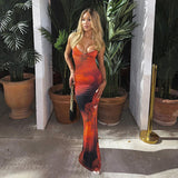 Women Dresses Summer Slim Fit Long Dress Sexy V-neck Strap Dress