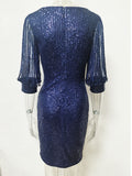 Women's Evening Gown Long Sleeve Sequins Dress Sexy Retro Evening Dress