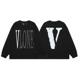 Vlone Sweatshirts Autumn/Winter Silver Big V Letter Crew Neck