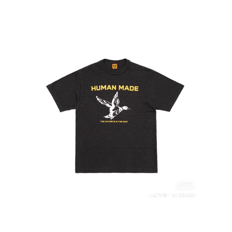 Men T-shirts 24SS trendy brand HUMAN bird pattern round neck short sleeve T-shirt logo