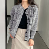 Women Cardigan Sweater Spring Cardigan Coat Black and White Button Sweater Coat 1t1308