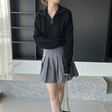 Women Winter Knitted Sweater Zipper and Lapel Autumn Sweater Coat Sweater 8t8263