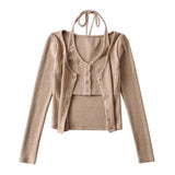 Women Sweater Knitwear Sexy Knitted Cardigan Autumn Short Long Sleeve T-shirt Jacket