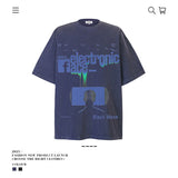 American vintage street T-shirt pure cotton retro men's and women's summer loose half sleeves