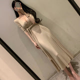 Women Dresses V-neck Dress Bow Lace-up Umbrella Skirt