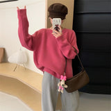 Women Knitted Pullover Autumn and Winter round Neck Sweater Loose Top