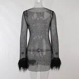 Women Dresses Mesh Dress Sexy Dress (Bla0420)