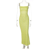 Women Dresses Spring Sexy Slim Fit Backless Strap Floral Dress