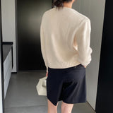 Women Cardigan Sweater Autumn Thick Sweater Button Long Sleeve round Neck Short Top Cardigan Coat 8t3119