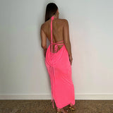 Women Dresses Summer Sexy Backless Self-Tie Dress