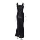 Women Dresses Winter U-Neck Slim-Fit Suspenders Dress
